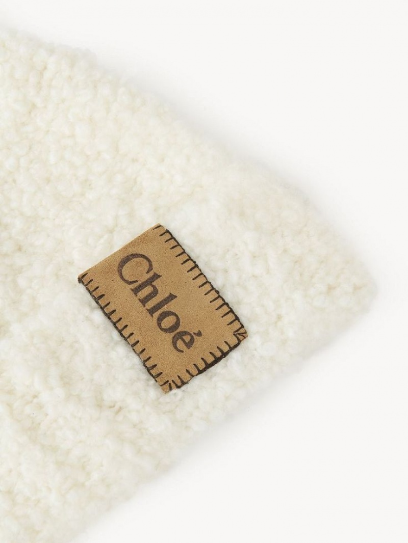 Kapelusz Chloe Curly Knit Beanie Beżowe | CHE-SR14475