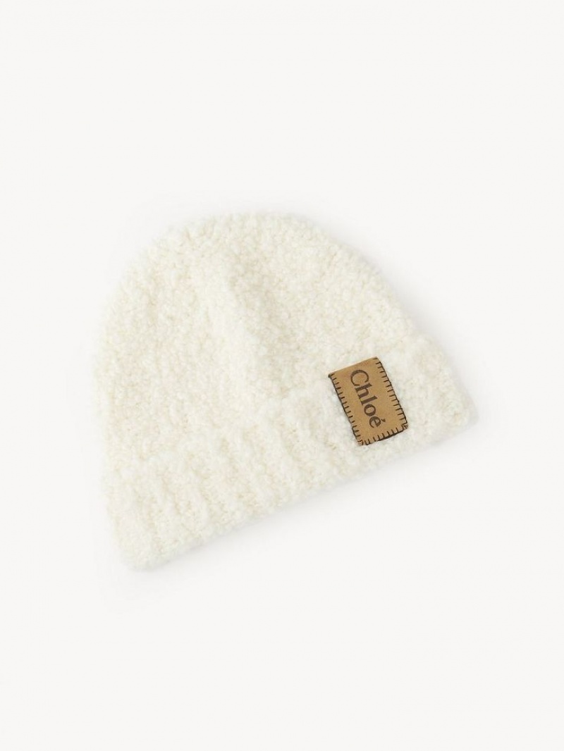 Kapelusz Chloe Curly Knit Beanie Beżowe | CHE-SR14475