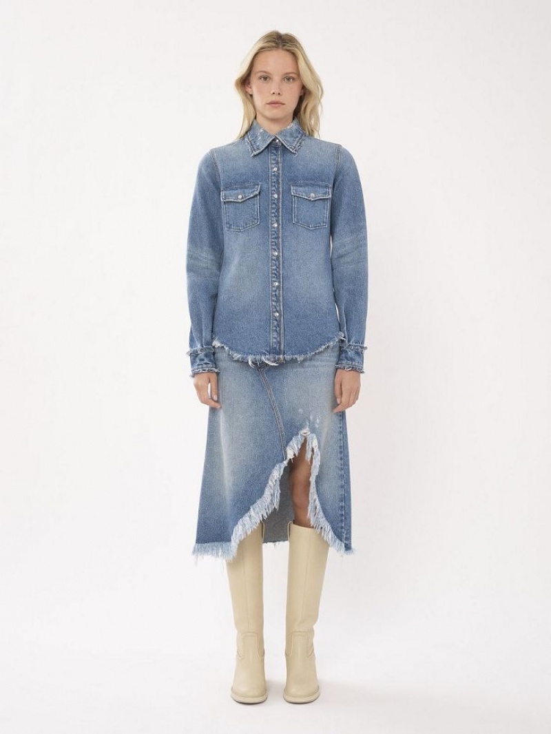 Koszule Chloe Klasyczne Denim Niebieskie | CHE-SR13917