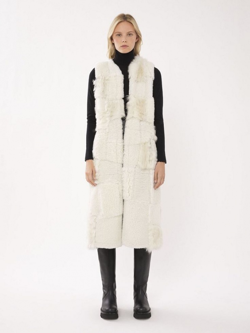 Kurtki Chloe Long Gilet Białe | CHE-SR13825