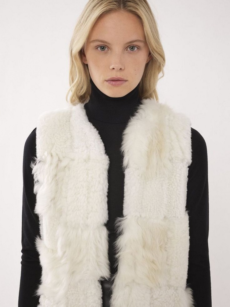 Kurtki Chloe Long Gilet Białe | CHE-SR13825