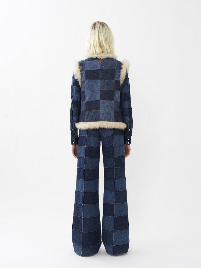 Kurtki Chloe Reversible Gilet Niebieskie | CHE-SR13807