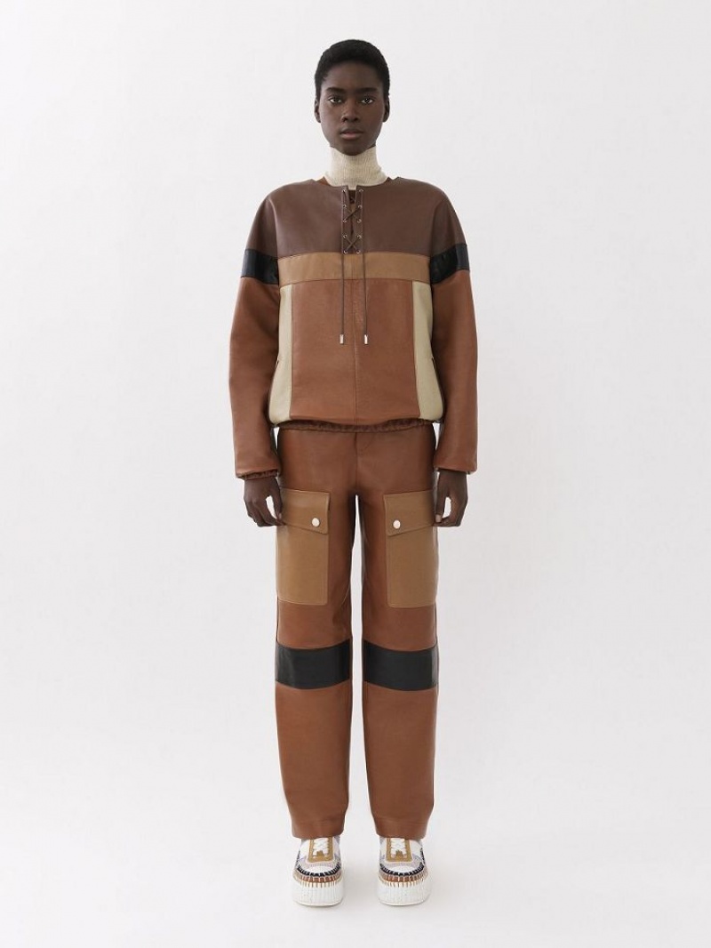 Leather Chloe Cargo Pants Kolorowe Brązowe | CHE-SR14110