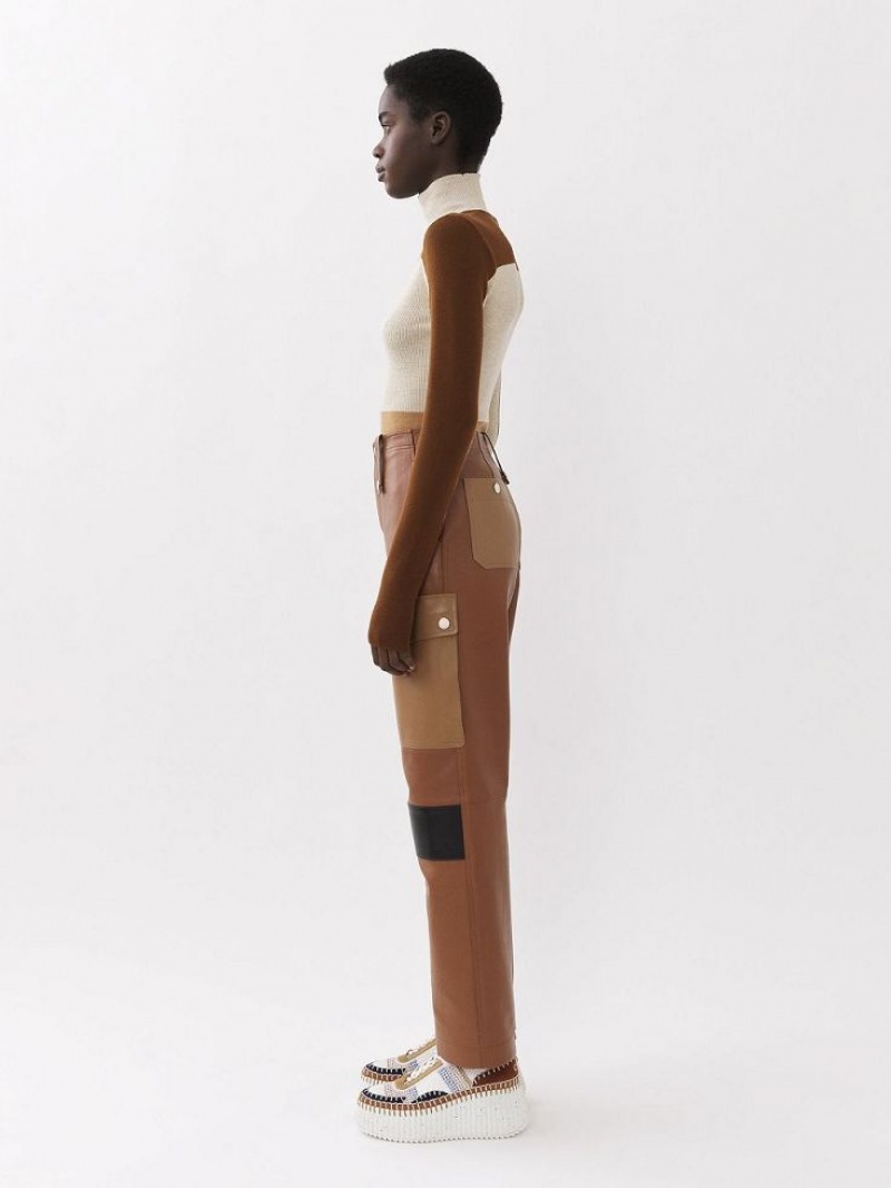 Leather Chloe Cargo Pants Kolorowe Brązowe | CHE-SR14110