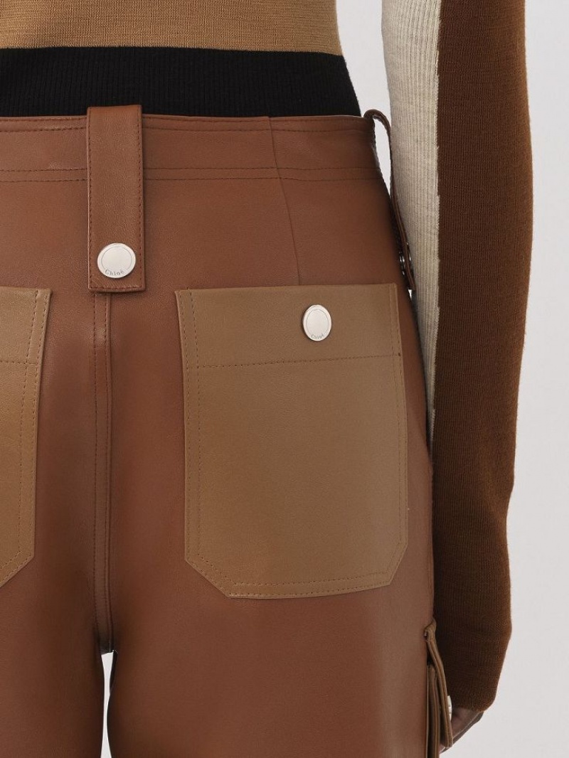 Leather Chloe Cargo Pants Kolorowe Brązowe | CHE-SR14110