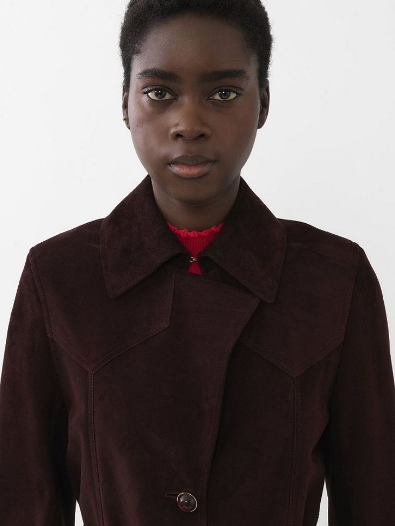 Leather Chloe Long Trench Coat Brązowe | CHE-SR14119