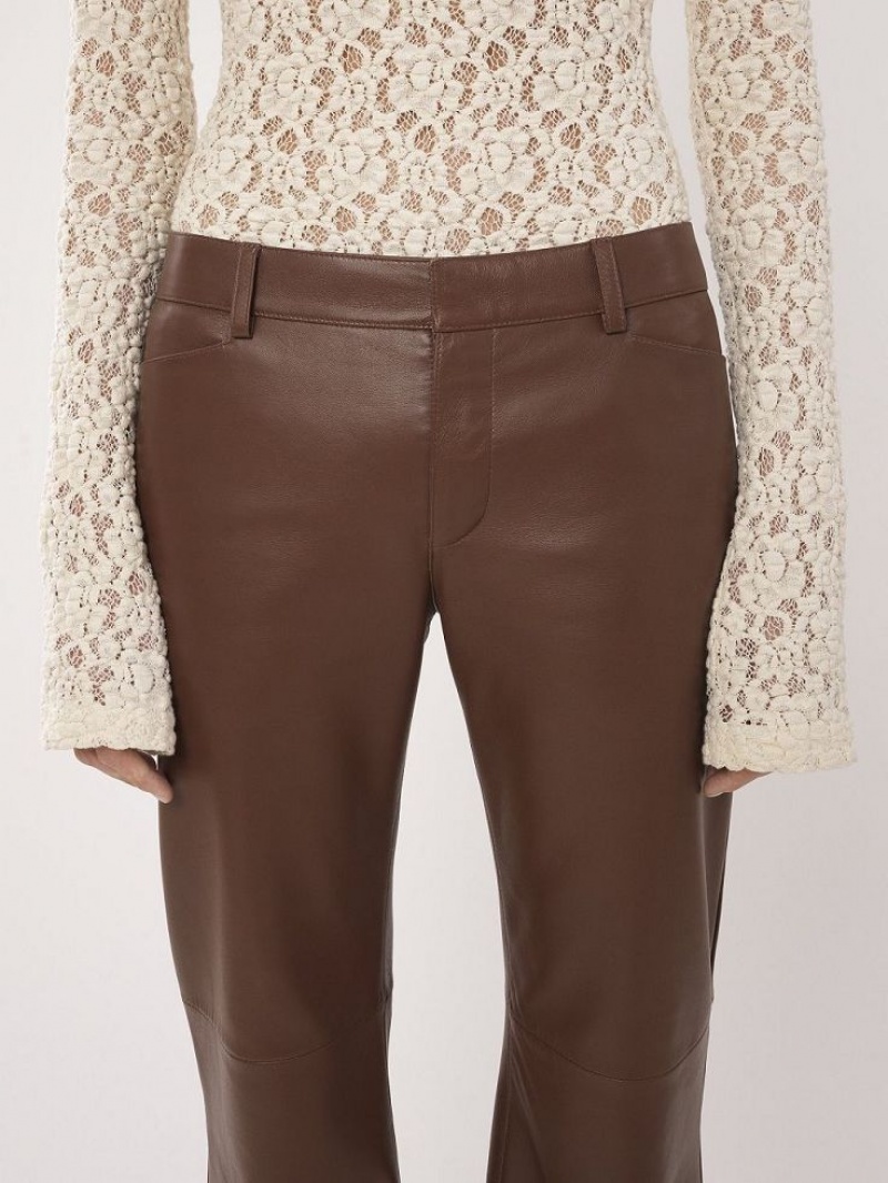 Leather Chloe Low-waist Flare Pants Kawa | CHE-SR14118