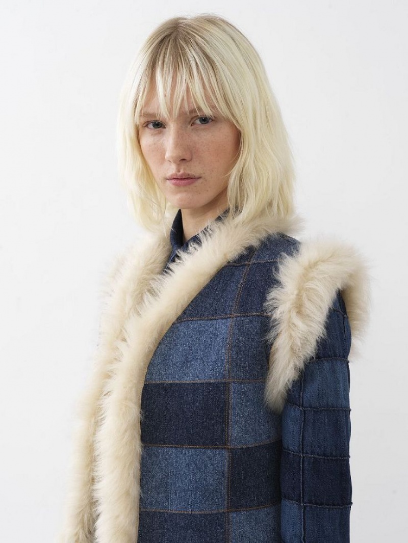 Leather Chloe Reversible Gilet Białe | CHE-SR14101