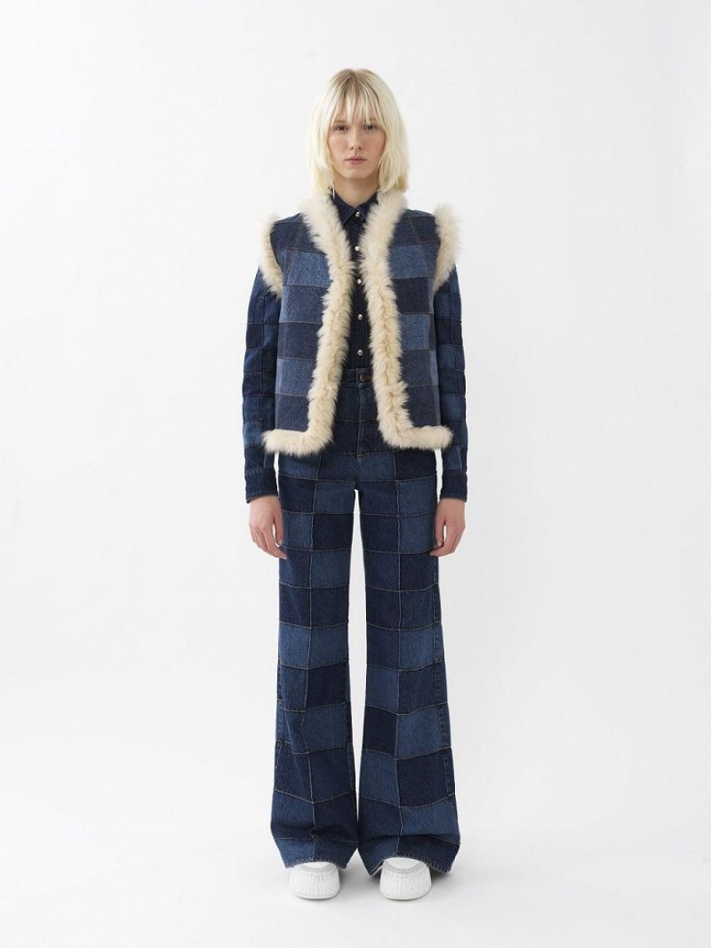 Leather Chloe Reversible Gilet Białe | CHE-SR14101
