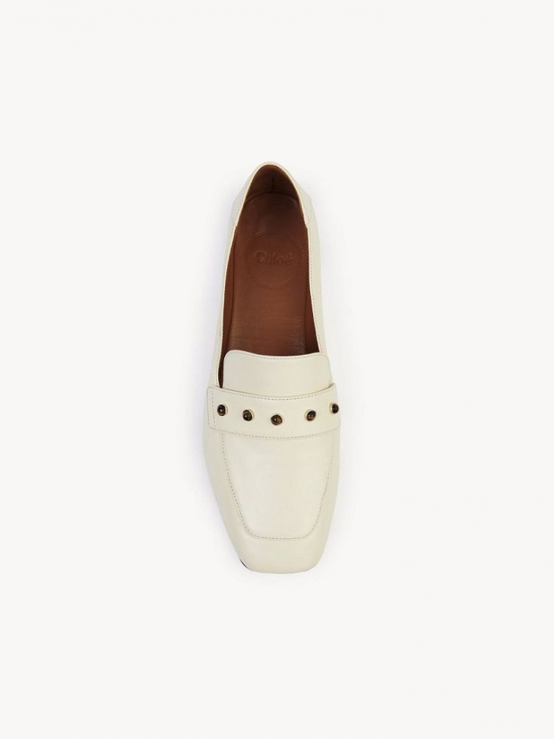 Loafer Chloe Aurna Low-heel Białe | CHE-SR14247