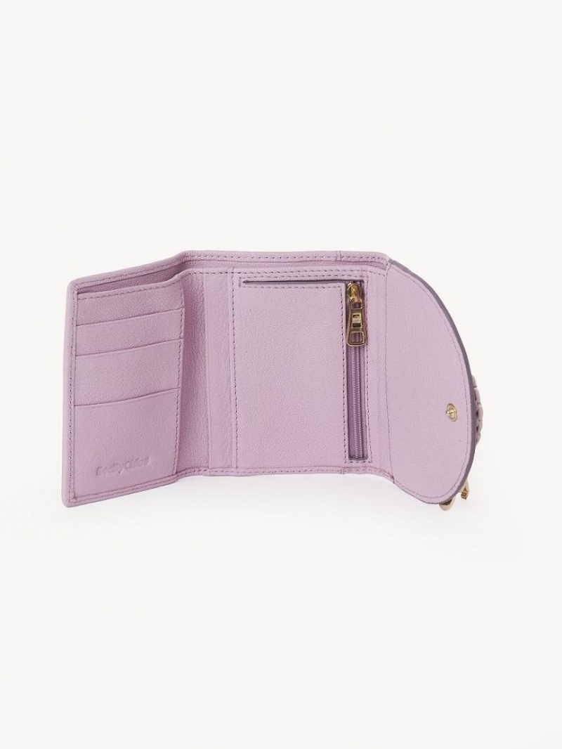 Małe Portfele Chloe Hana Tri-fold Lawenda Białe | CHE-SR14908