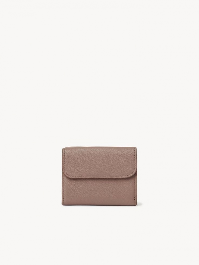 Małe Portfele Chloe Marcie Small Tri-fold Brązowe | CHE-SR14296