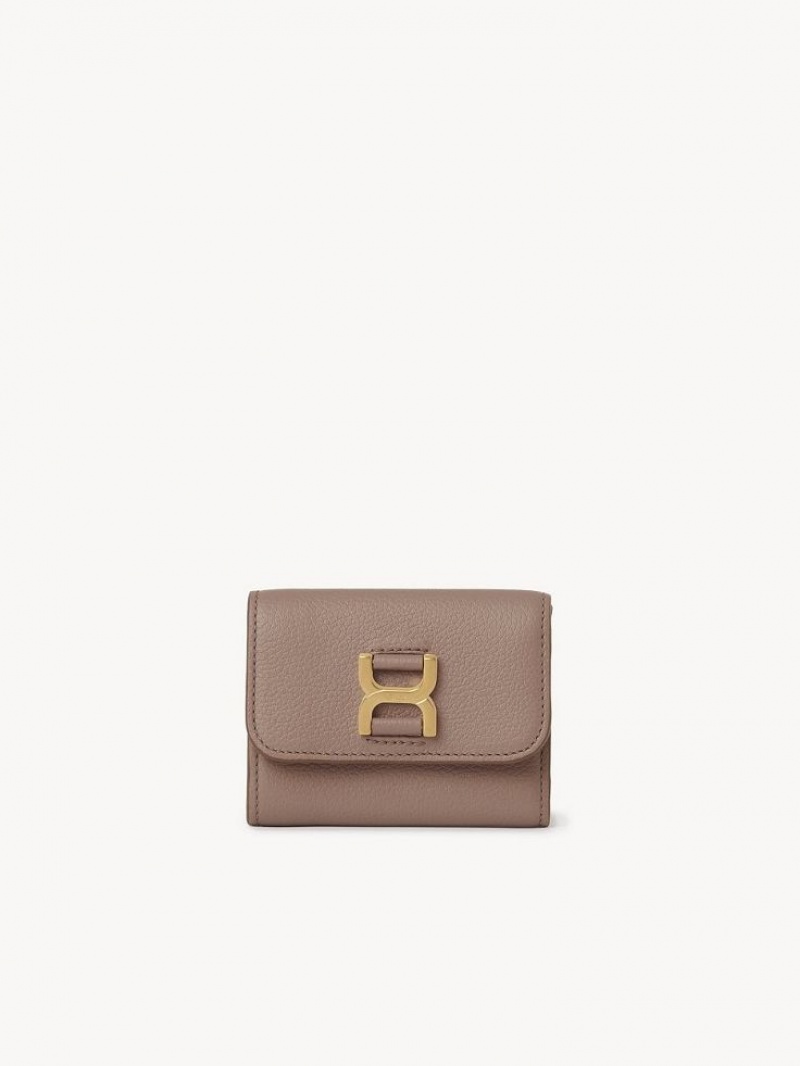 Małe Portfele Chloe Marcie Small Tri-fold Brązowe | CHE-SR14296