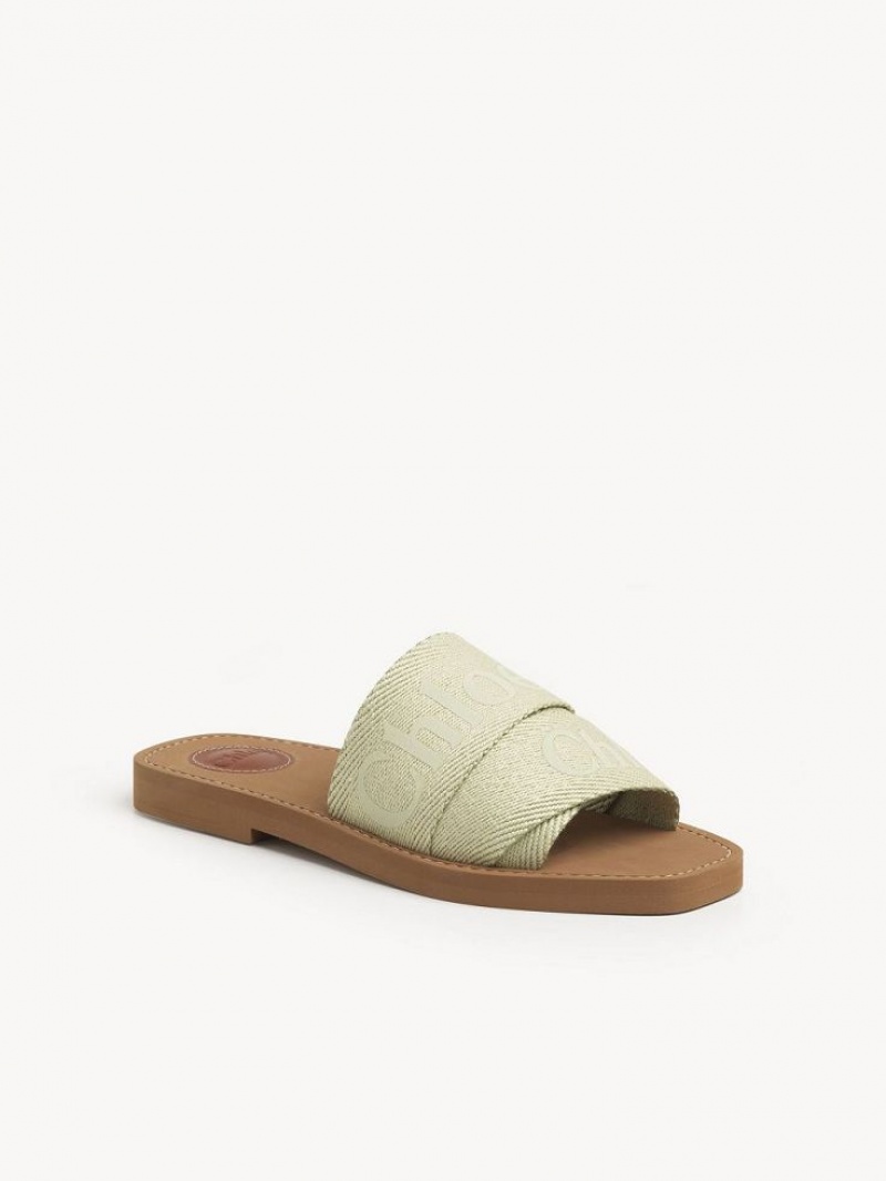 Mule Chloe Woody Płaskie Zielone | CHE-SR14181
