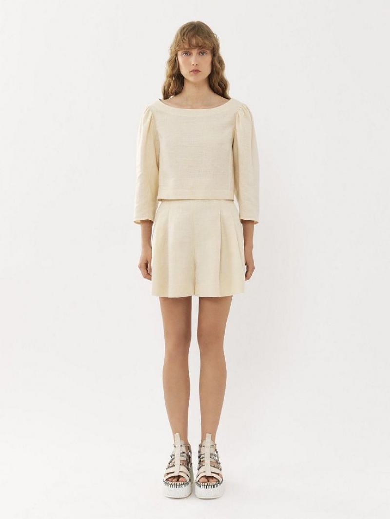 Najfatalniejszy Chloe Balloon-sleeve Białe | CHE-SR13883