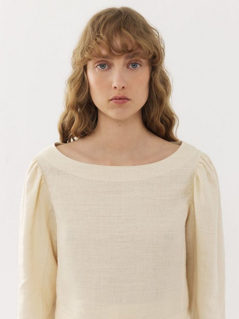 Najfatalniejszy Chloe Balloon-sleeve Białe | CHE-SR13883