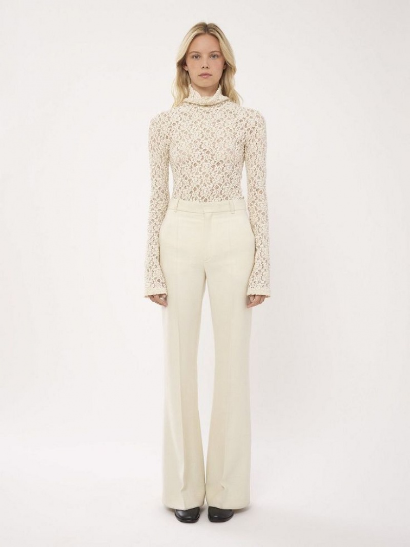 Najfatalniejszy Chloe Fitted Turtleneck Białe | CHE-SR13908