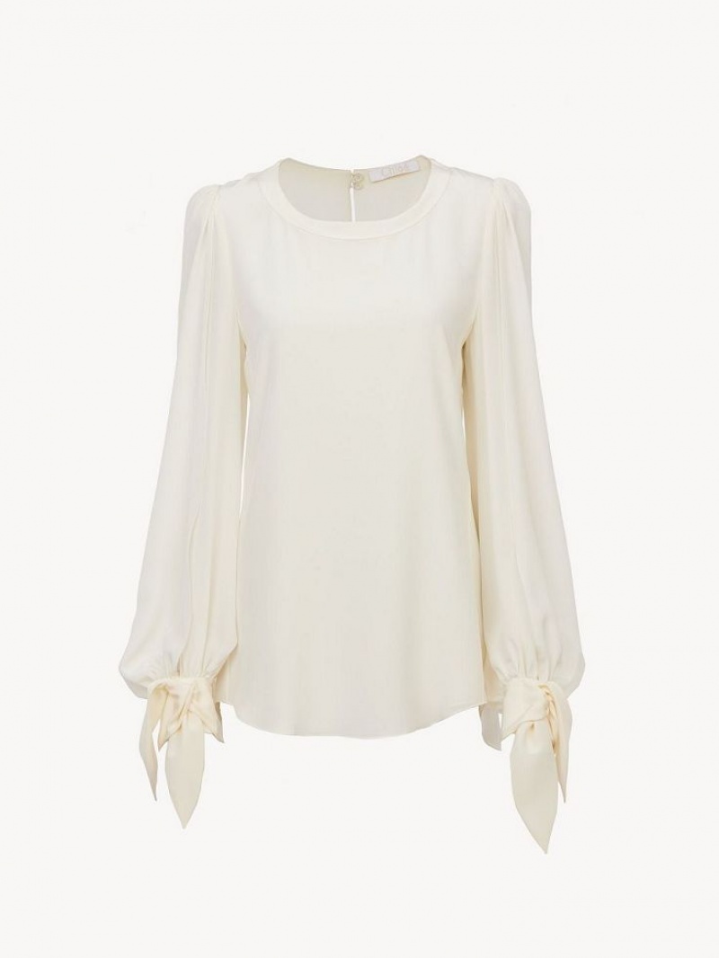 Najfatalniejszy Chloe Knot-detail Białe | CHE-SR13900