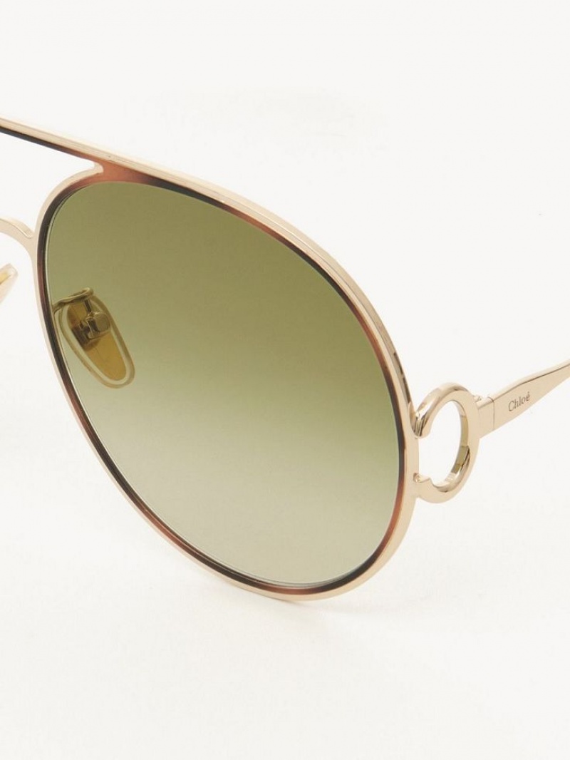 Okulary Przeciwsłoneczne Chloe Austine Złote Zielone | CHE-SR14526