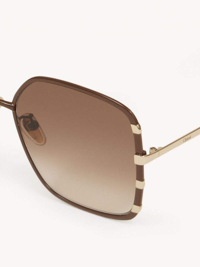 Okulary Przeciwsłoneczne Chloe Celeste Złote Brązowe | CHE-SR14528