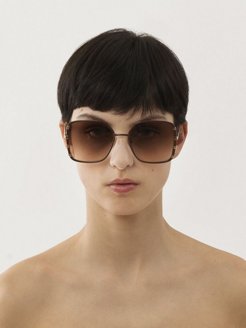 Okulary Przeciwsłoneczne Chloe Celeste Złote Brązowe | CHE-SR14528