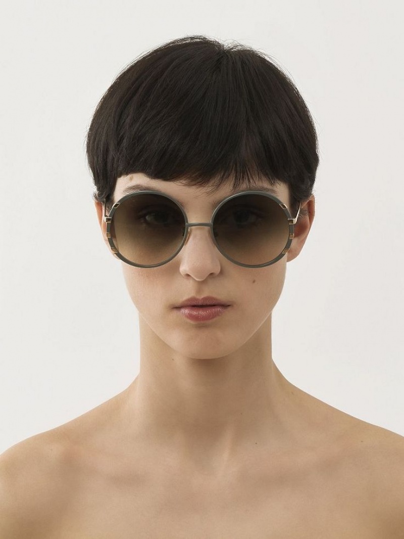 Okulary Przeciwsłoneczne Chloe Celeste Złote Khaki | CHE-SR14530