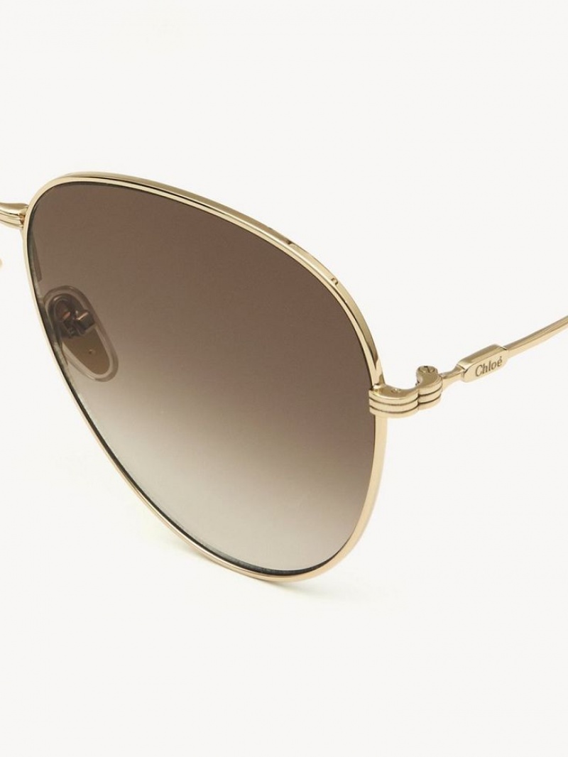 Okulary Przeciwsłoneczne Chloe Faith Złote Brązowe | CHE-SR14568