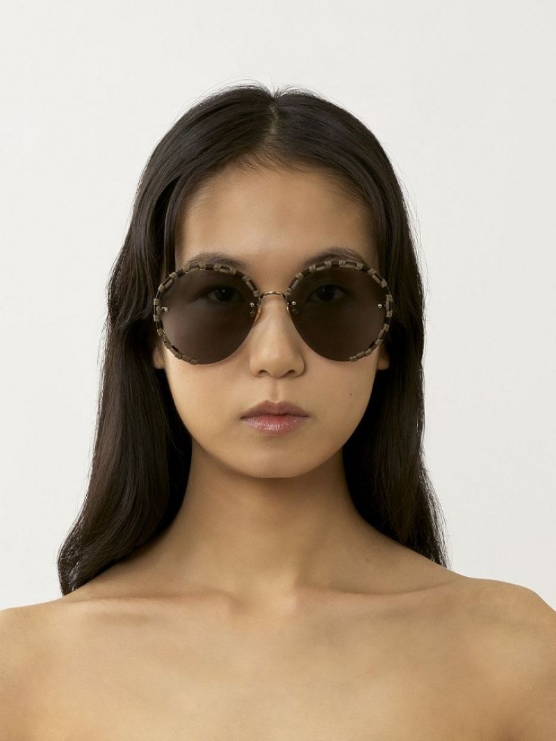 Okulary Przeciwsłoneczne Chloe Idora Złote Brązowe | CHE-SR14507