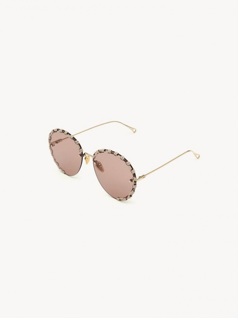 Okulary Przeciwsłoneczne Chloe Idora Złote Beżowe | CHE-SR14508