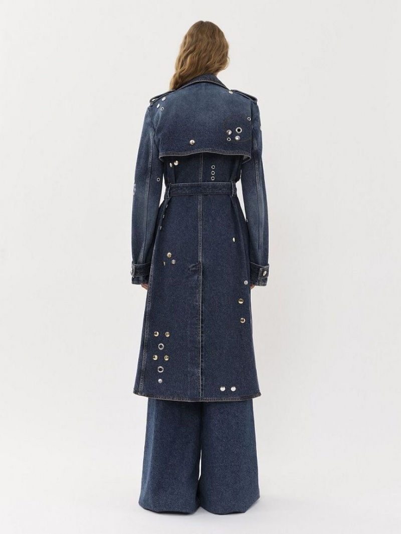 Płaszcze Chloe Embellished Trench Niebieskie | CHE-SR13792