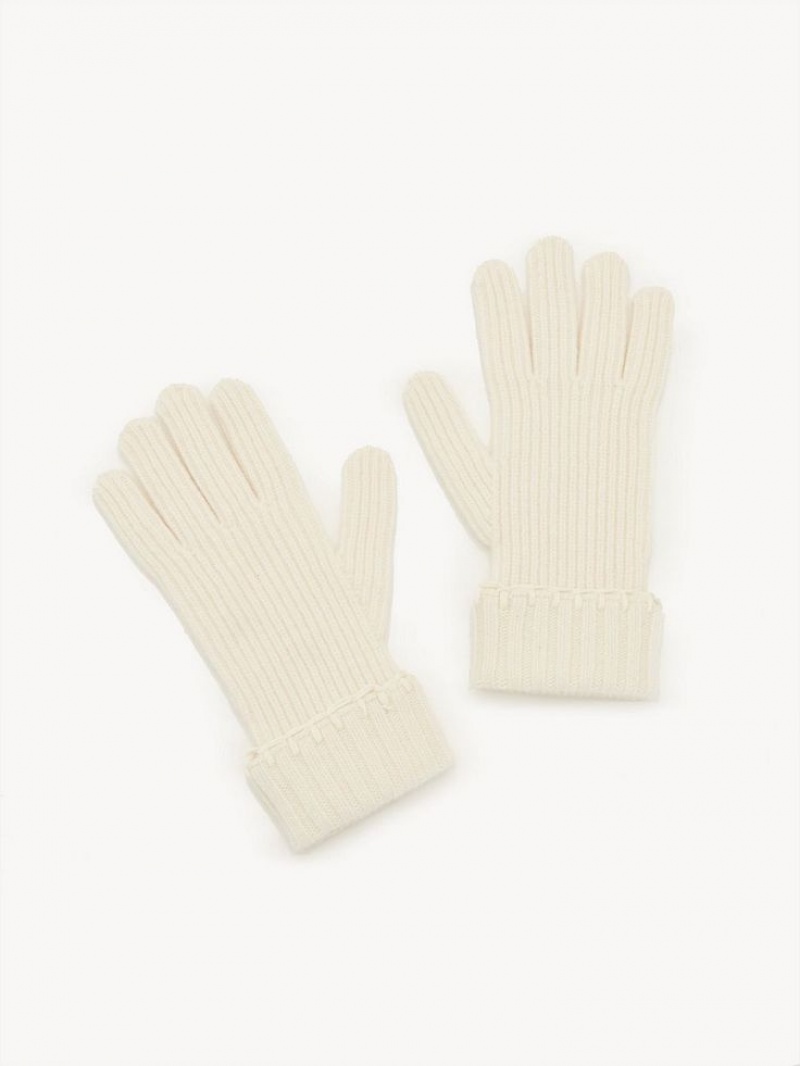 Rękawiczki Chloe Żebrowany Knit Białe | CHE-SR14480