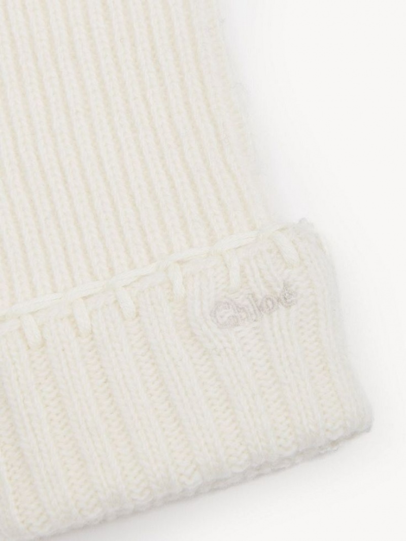 Rękawiczki Chloe Żebrowany Knit Białe | CHE-SR14480