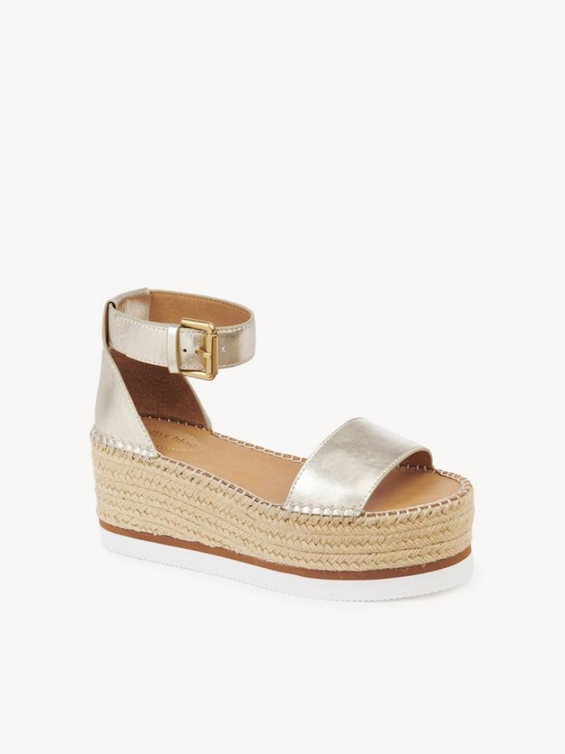 Sandały Chloe Glyn Platformie Srebrne | CHE-SR14835