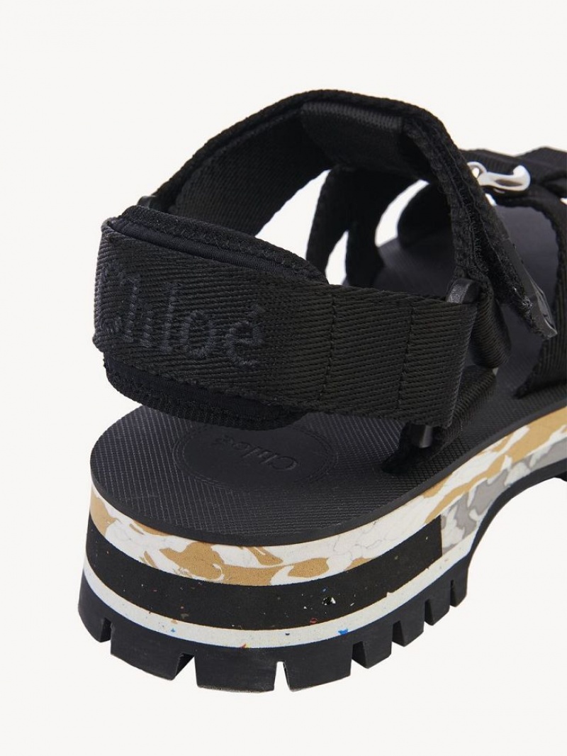 Sandały Chloe Nikie Active Płaskie Czarne | CHE-SR14169