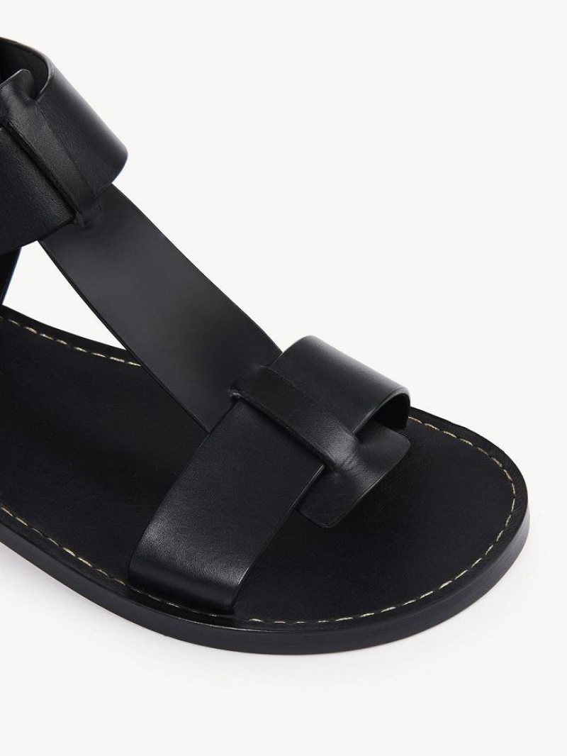 Sandały Chloe Rebecca Płaskie Czarne | CHE-SR14142