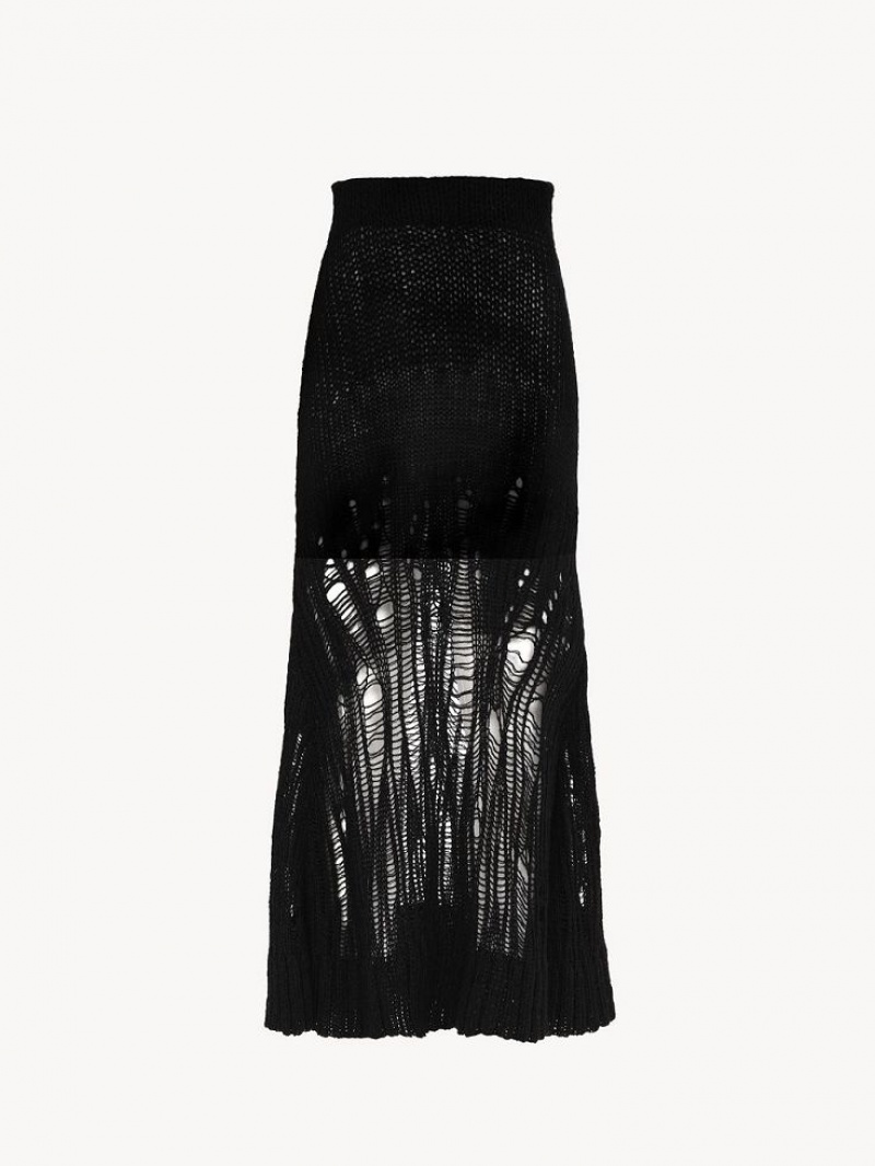 Spódnice Chloe Flared Long Czarne | CHE-SR14095