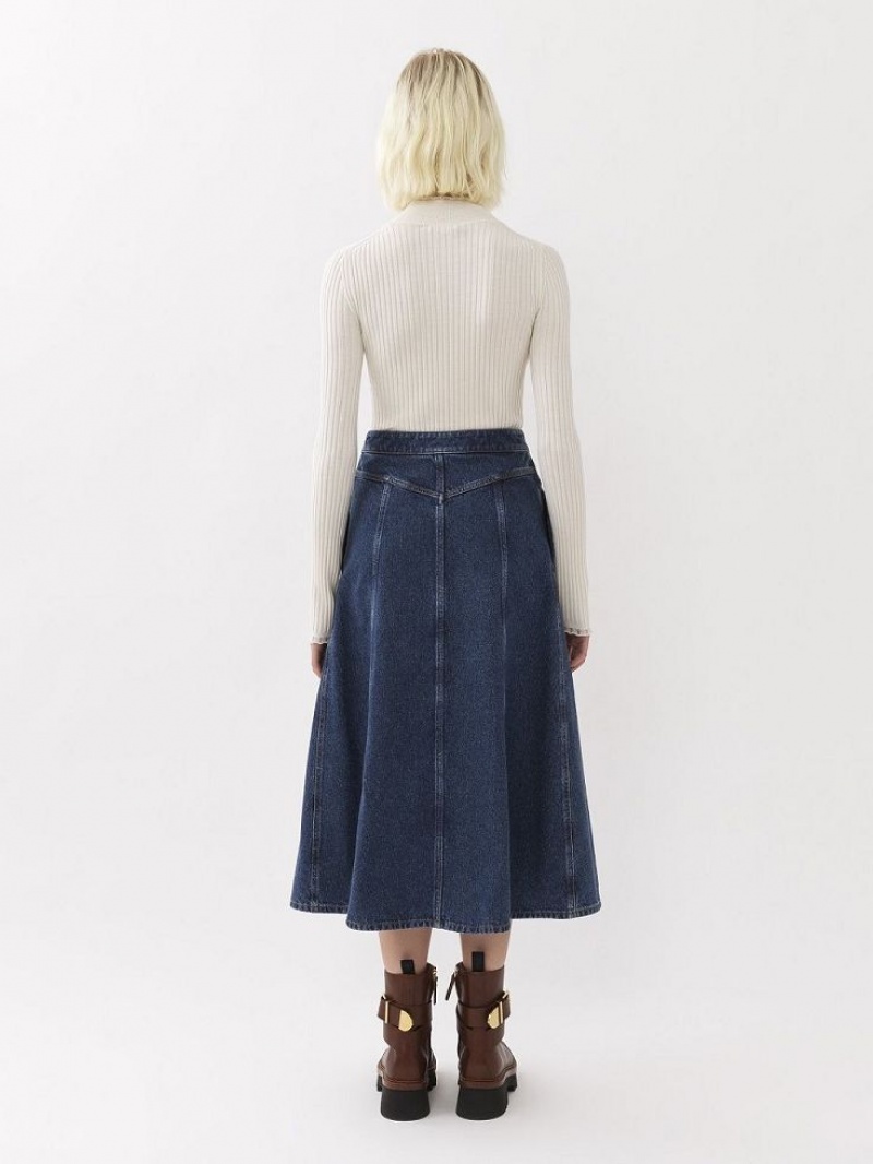 Spódnice Chloe Flared Mid-length Niebieskie | CHE-SR14085