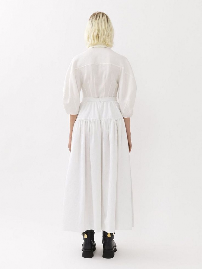 Spódnice Chloe Tiered Maxi Białe | CHE-SR14078
