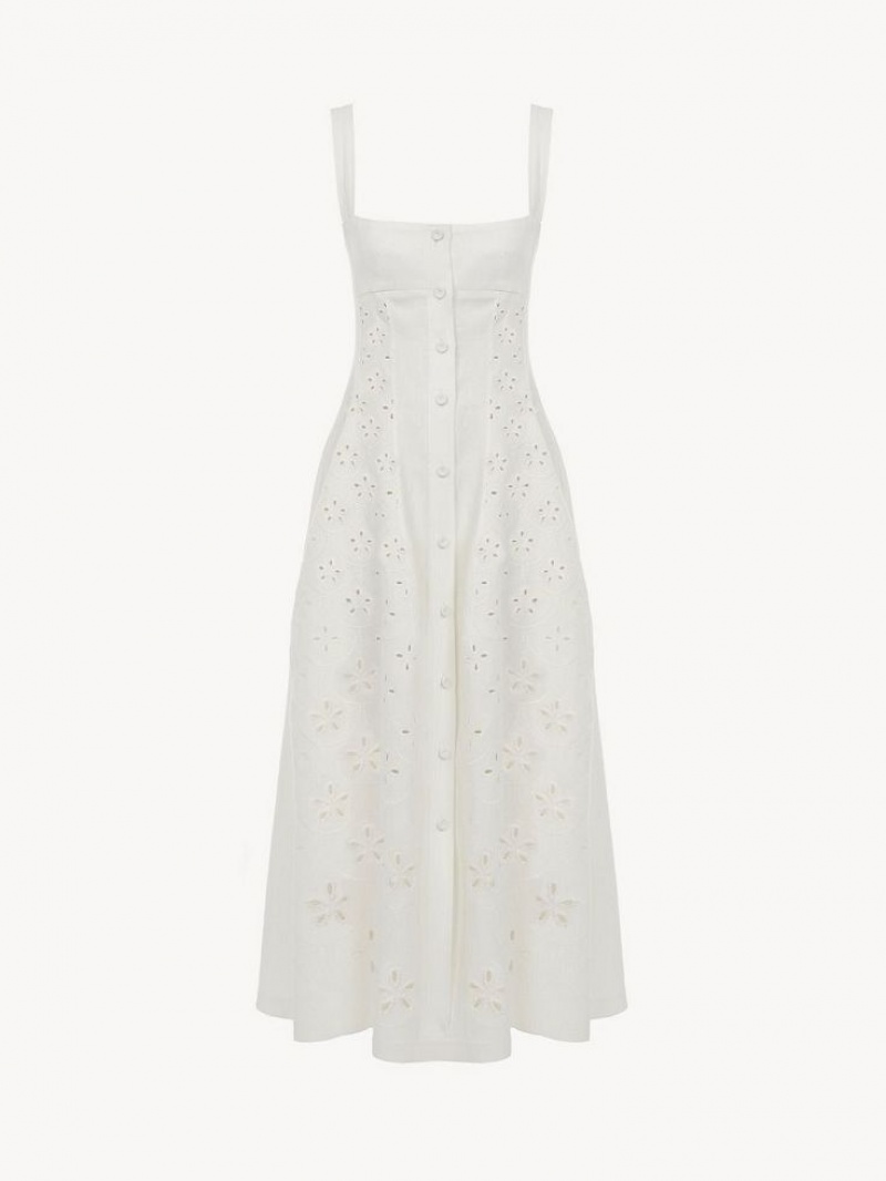 Sukienka Chloe Bez Rękawów Midi Białe | CHE-SR13848