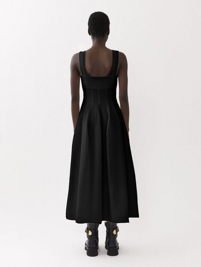 Sukienka Chloe Bez Rękawów Midi Czarne | CHE-SR13846
