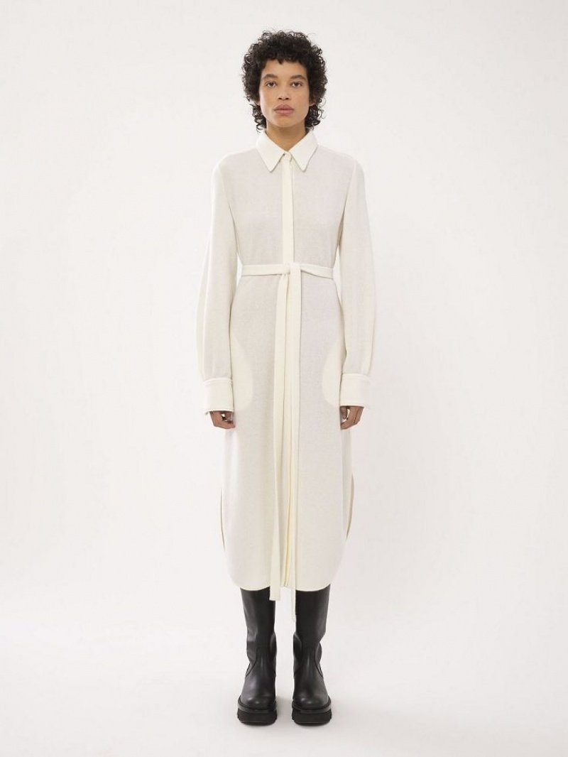 Sukienka Chloe Midi Shirt Białe | CHE-SR13865