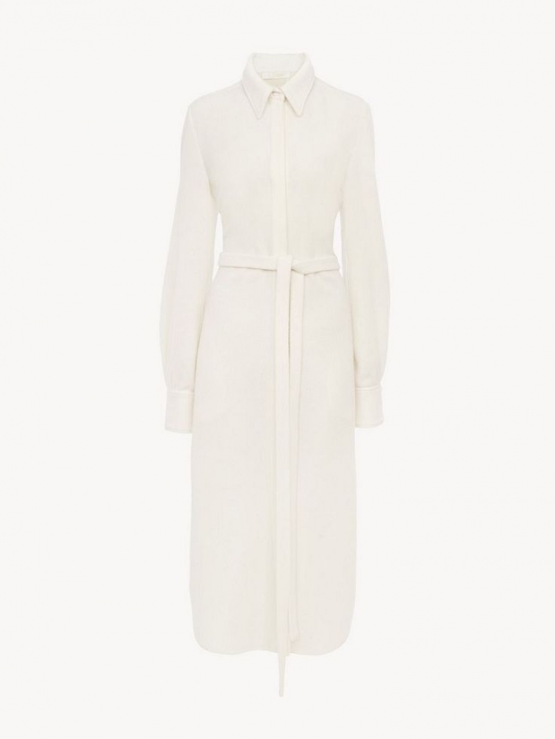 Sukienka Chloe Midi Shirt Białe | CHE-SR13865
