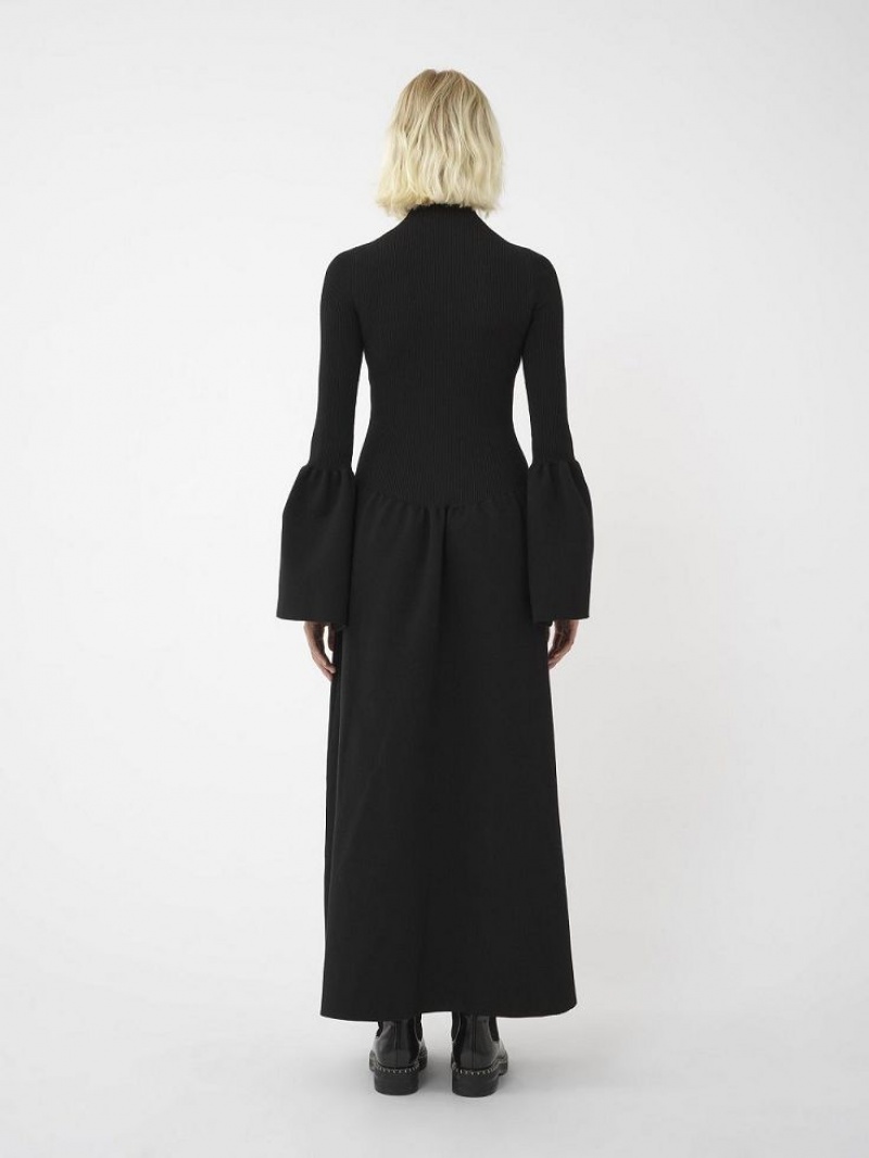 Sukienka Chloe Mock-neck Knit Czarne | CHE-SR13861
