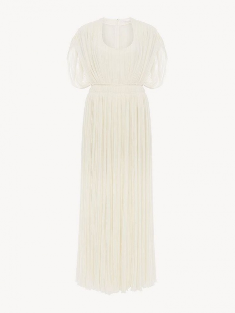 Sukienka Chloe Pofałdowany Long Białe | CHE-SR13859