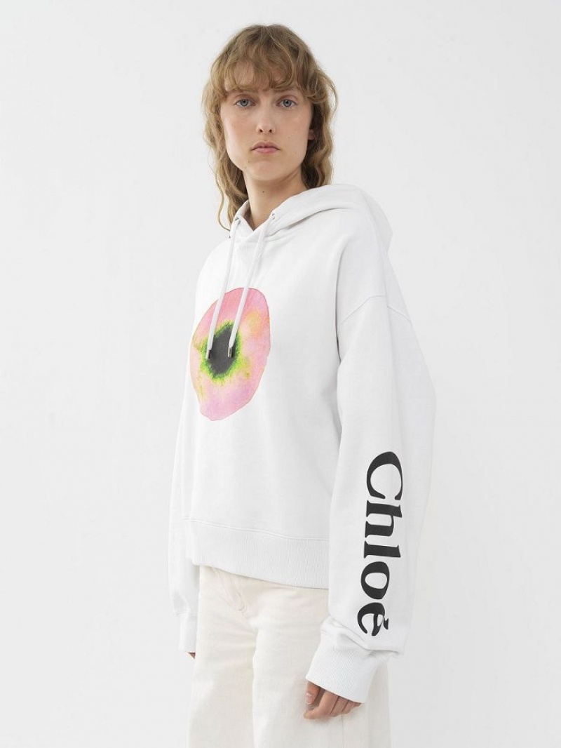 Swetry Chloe Printed Zakapturzony Białe Różowe | CHE-SR13870