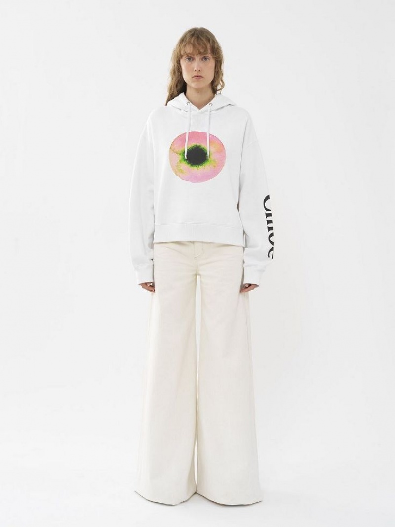 Swetry Chloe Printed Zakapturzony Białe Różowe | CHE-SR13870