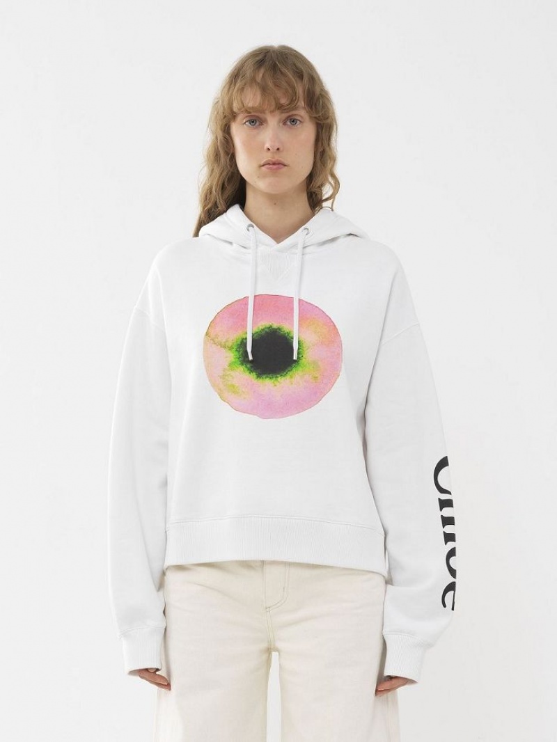 Swetry Chloe Printed Zakapturzony Białe Różowe | CHE-SR13870