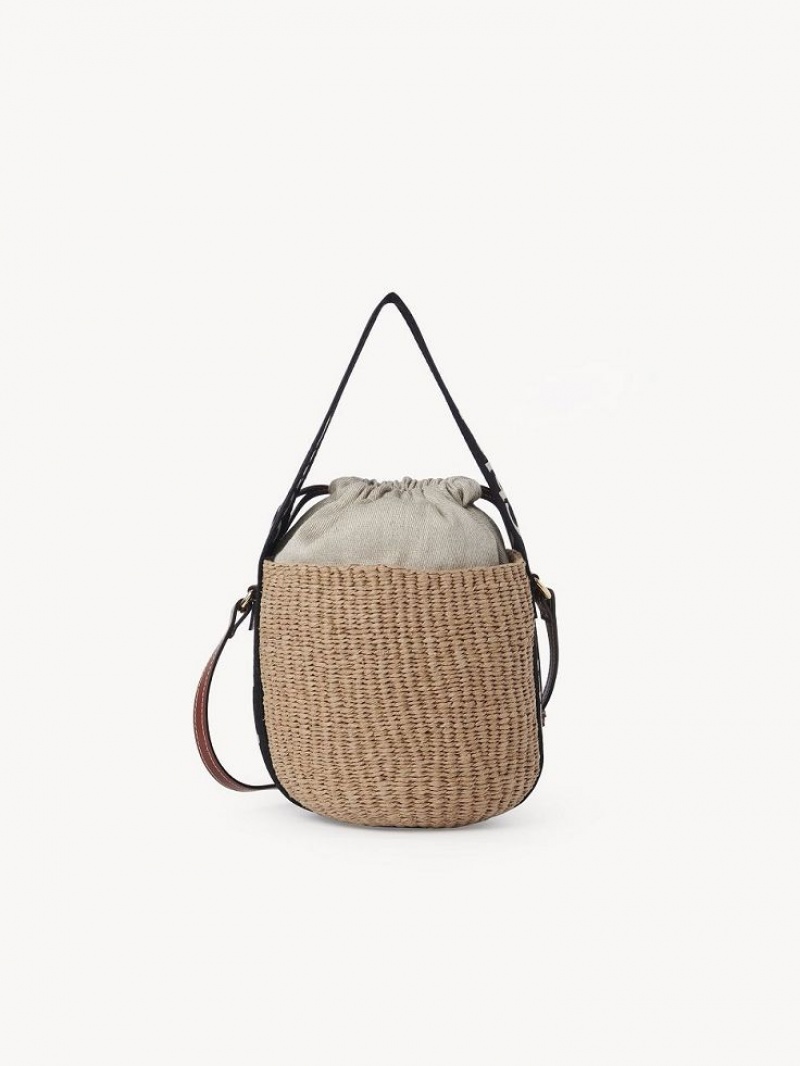 Torba Crossbody Chloe Small Woody Basket Czarne Beżowe | CHE-SR13566
