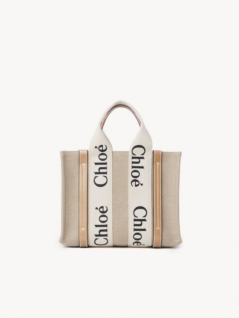Torba Crossbody Chloe Small Woody Białe Beżowe | CHE-SR13490
