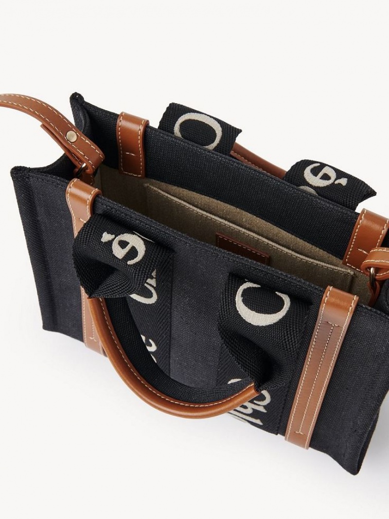 Torba Crossbody Chloe Small Woody Czarne Beżowe | CHE-SR13627
